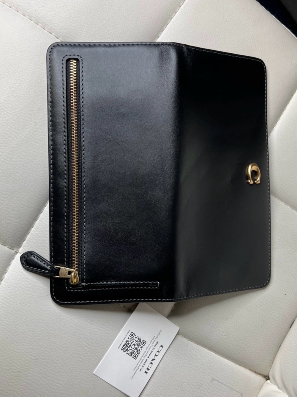 Coach Black Leather Zip Wallet Clutch